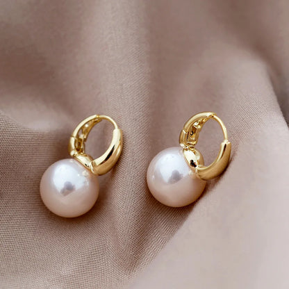 Złoto 18K pozłacana elegancka perła kolczyki