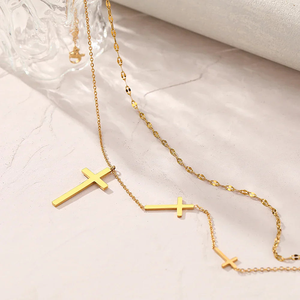 Złoto 18K pozłacana choker-naszyjnik z 3 Kruizen